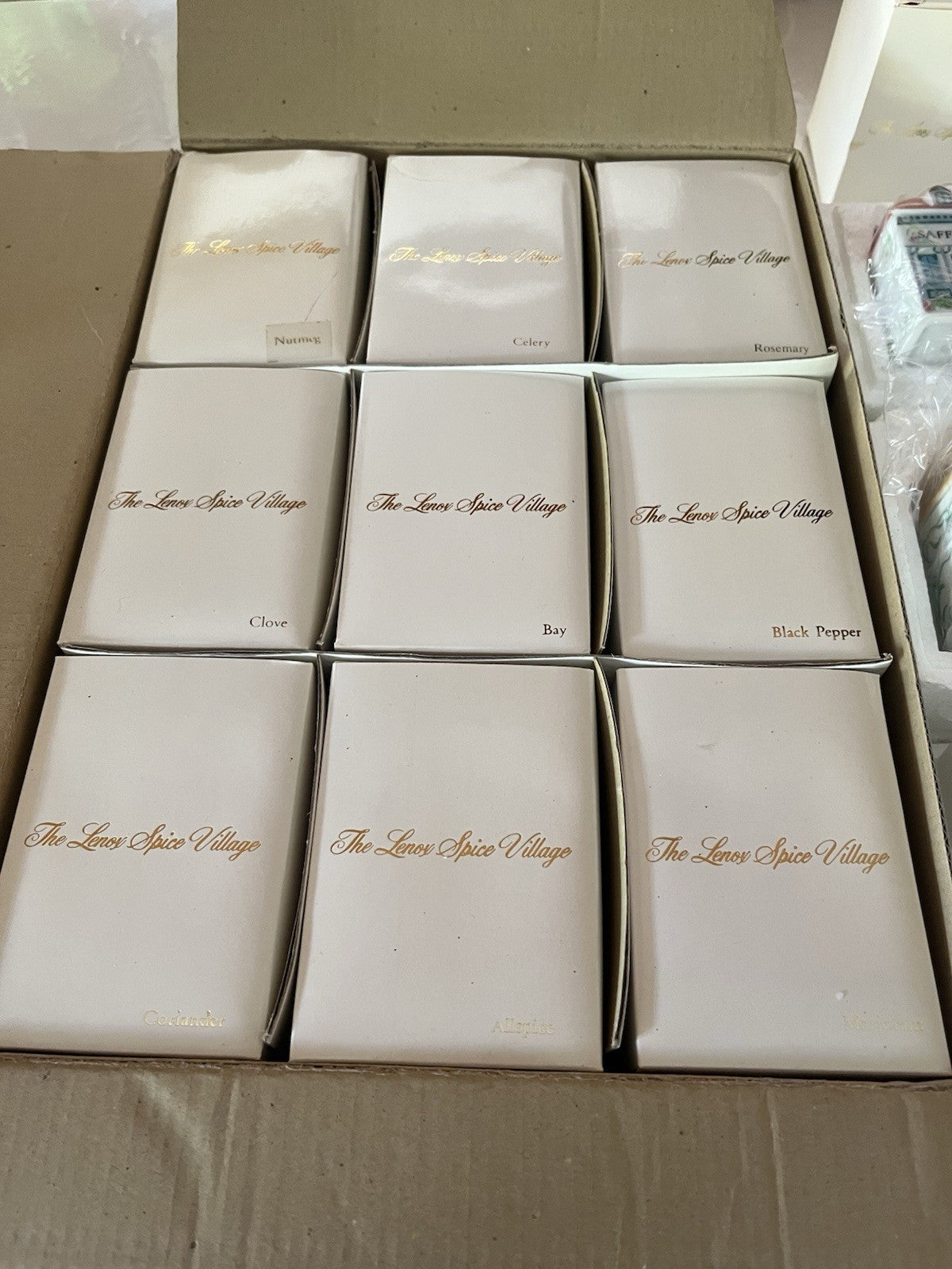 ✨ Vintage 1989 Lenox Spice Village Complete Set of 24 Victorian House Spice Jars – New in Styrofoam Boxes ✨