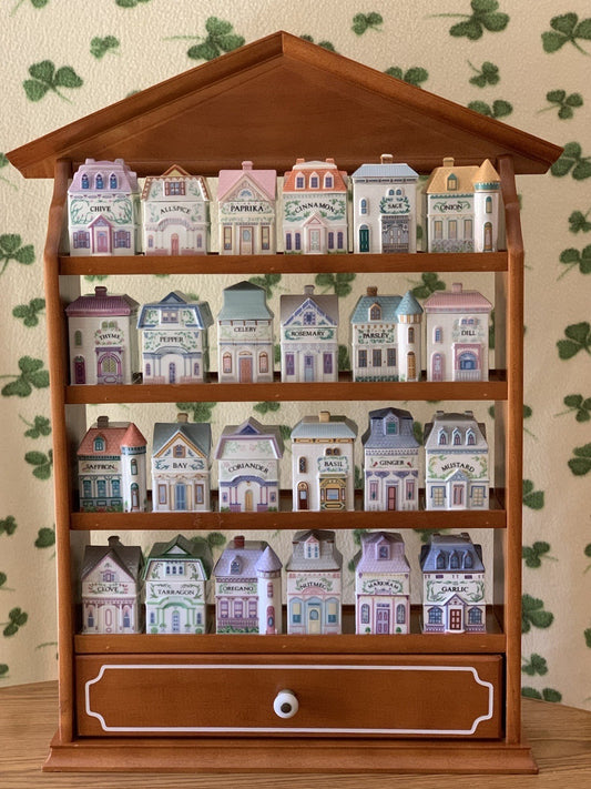 ✨ 1989 Lenox Spice Village Full Set of 24 with Original Hanging Wooden Rack ✨